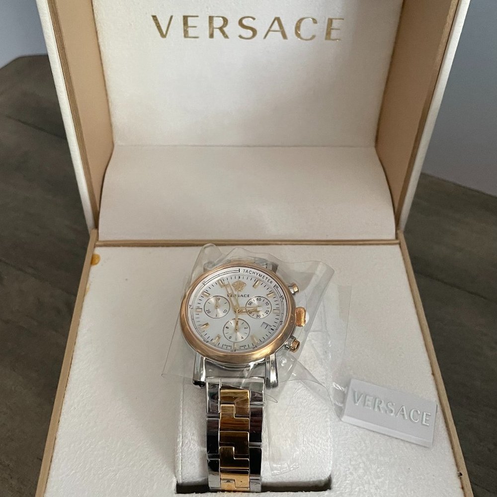 Versace Womens Day Glam Swiss Made Quartz Chronograph Bracelet Watch